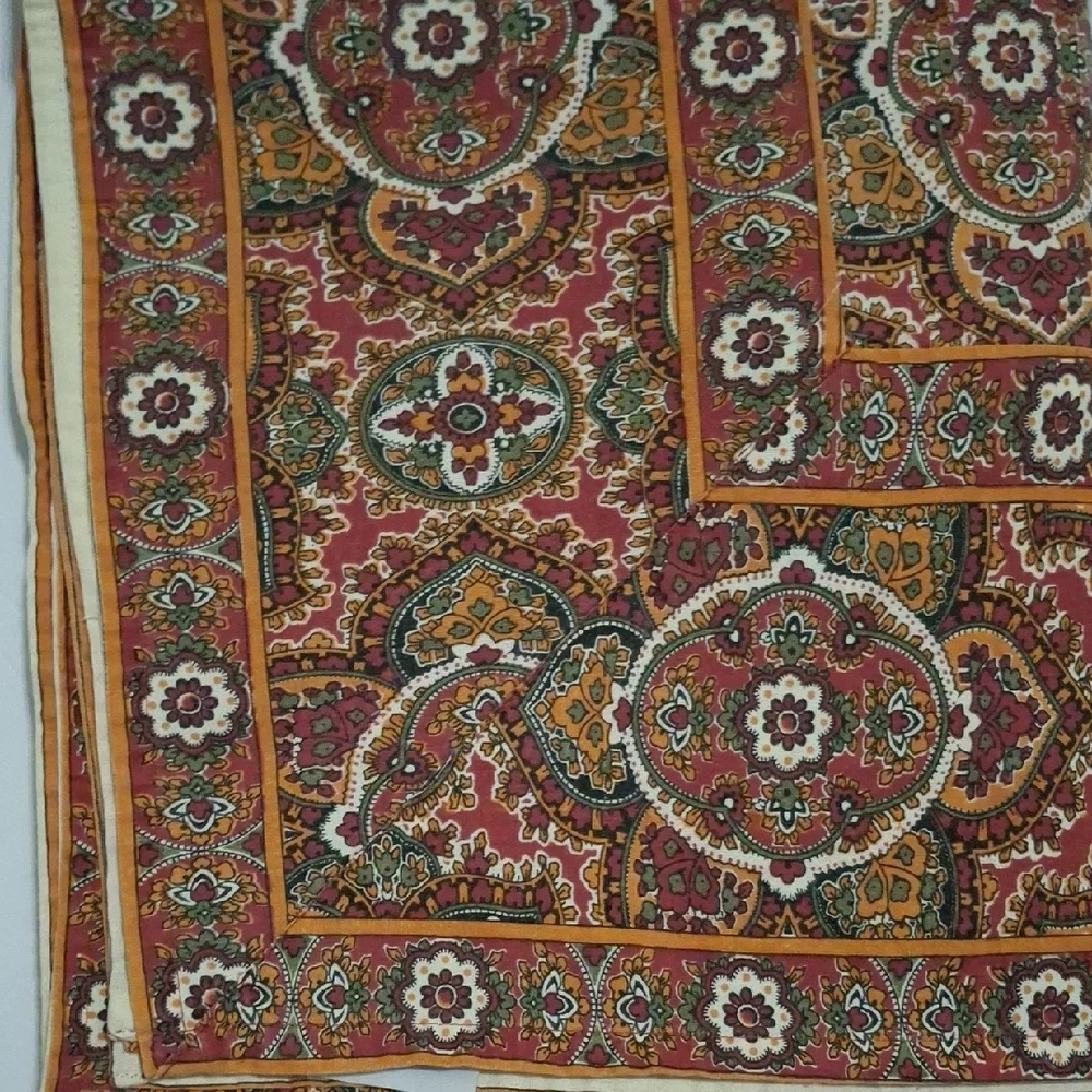 April Cornell Red, Gold and Green Floral Medallion Tablecloth
